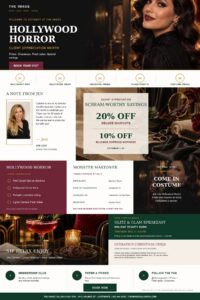 The Image hair and beauty salon promotional flyer for October events, including service discounts, giveaways, and the Glitz & Glam Speakeasy holiday beauty bash. - The Image Salon & Day Spa, CA